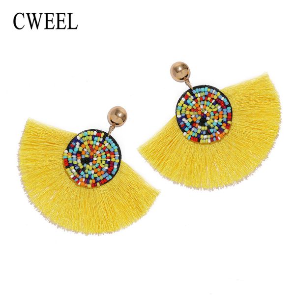 

cweel beads tassel earrings for women ethnic geometric long dangle black charms wedding korean style bts acessorios earings, Silver