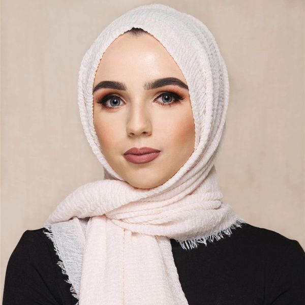 

90*180cm women muslim crinkle hijab scarf femme musulman soft cotton headscarf islamic scarves shawls and wraps hijabs foulard, Red
