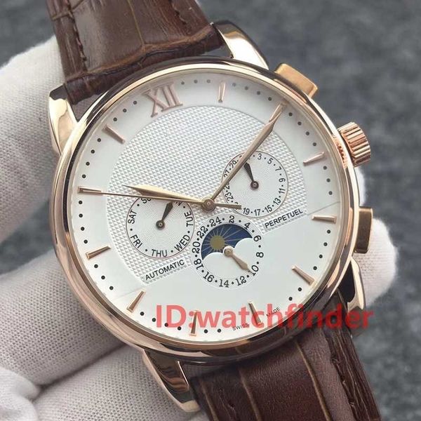

rose gold black leather strap mechanical automatic men luxury mens designer watches watch man wristwatches, Slivery;brown
