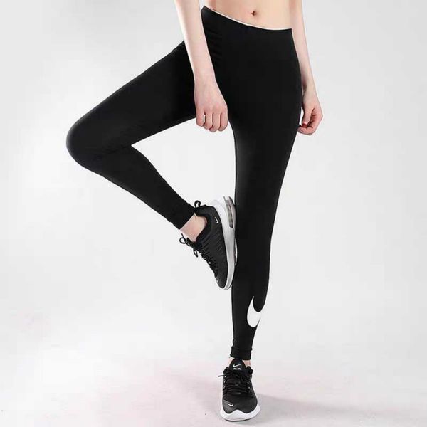 

women pants woman designer luxury clothes elastic yoga brand printed sports casual tight yoga pants high end preppy style 2020, Black