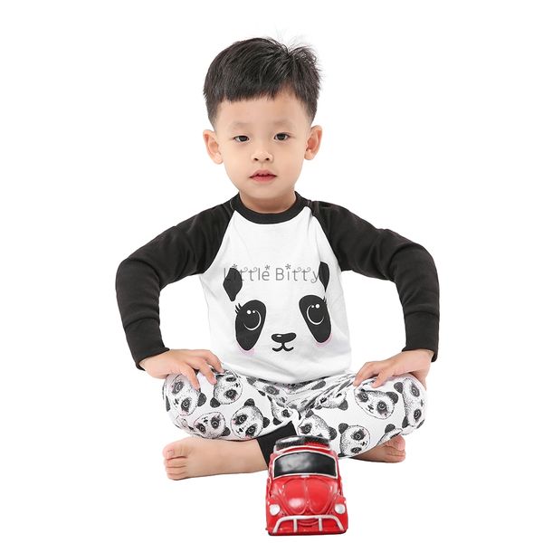 

boys panda pajamas sets for 2-8t kids pyjamas children sleepwear boys clothes pijama unicornio for girls, Blue;red