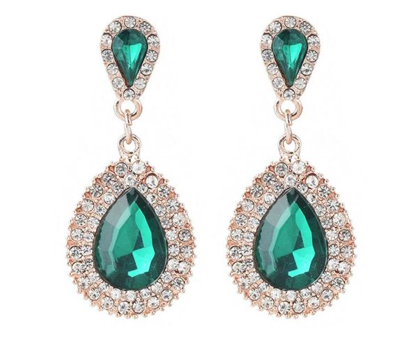 

retro luxurious earrings full of drills and water drops, exquisite fashion personality earrings and shining accessories of european and amer, Golden;silver