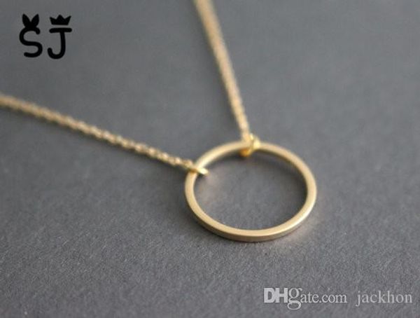 

5шт золото серебро простой dainty круг ожерелье открытый круг outline ожерелье вечности карму круг вокруг ожерелье ювелирных изделий, Silver