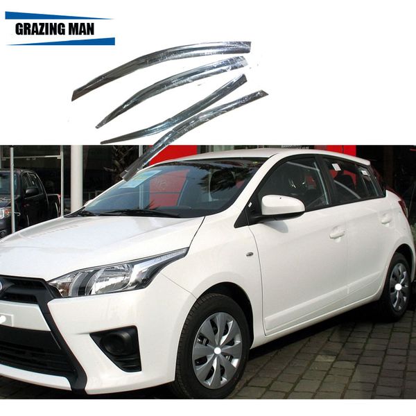 

4 chrome aluminum alloy car window visor wind deflector sun rain guard defletor for yaris 2013