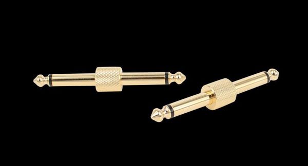 6.35mm Macho para 6.35 MM Masculino 6.5 MM de Áudio Mono Adaptador Banhado A Ouro PARA guitarras Elétricas ETC 100 PÇS / LOTE