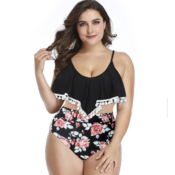 

swimsuit bikini set retro ruffled latest plus size swimming pool high waist bikini halter collar two-piece designer swimwear