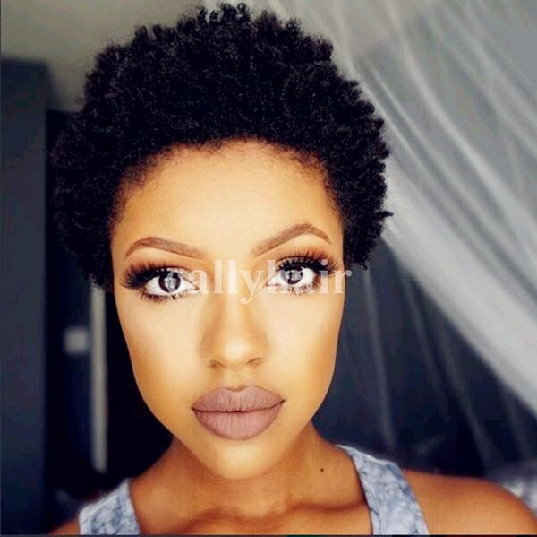 Brazilian Hair Short Black Wig Synthetic Afro Hair Puffy Straight