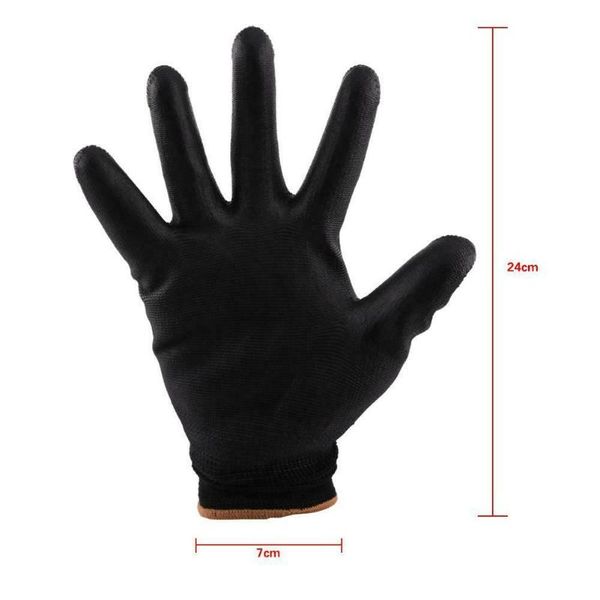 

12 pairs nylon pu safety coating work gloves builders grip palm protect
