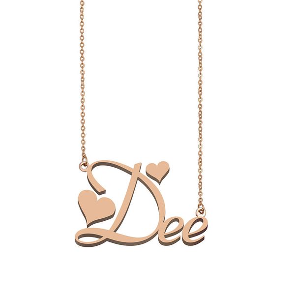 

dee name necklace pendant for women girls birthday gift custom nameplate kids friends jewelry 18k gold plated stainless steel, Silver