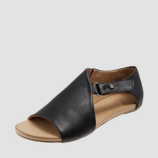 

2019 summer womens sandals soft comfortable leather women casual shoes women flats summer buckle flat bottom sandals mary janes, Black