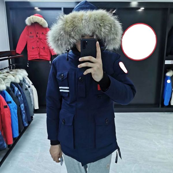 

designer mens jacket winter canada goosedown luxury parka coats luminous striped letter embroidery fashion warm couple top, Black