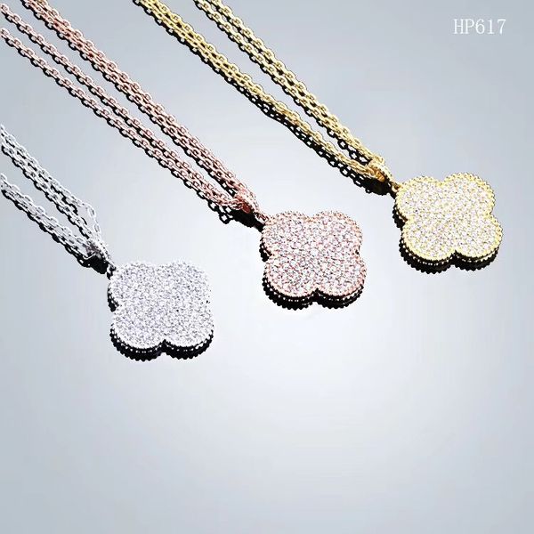

2019 luxury designer jewelry women necklace double chain fashion necklace stainless steel jewelry gold chain pendants flower necklace, Silver