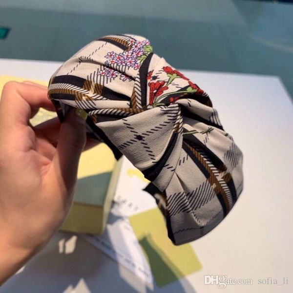

designer headbands for women yellow plant flowers 2019 new luxury head scarf gold side cross turban hairband streetwear hair jewelry gift, Silver