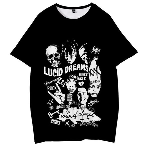 

singer 3d printed loose short sleeved crew neck pullover tshirts fashion mens tees rip juice wrld mens tshirts rap, White;black