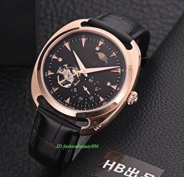 

42mm fashion luxury mens watches flywheel moon phase automatic mechanical movenment o1212 famous brand designer waistwatch montres, Slivery;brown