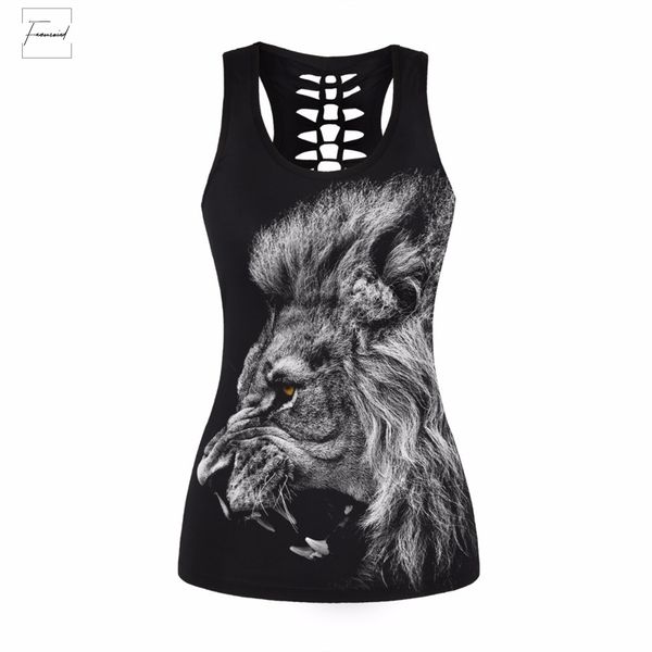 

new summer skeleton cat horse tank women halter print black slim bodybuilding sportes camis femme fitness crochet top, White
