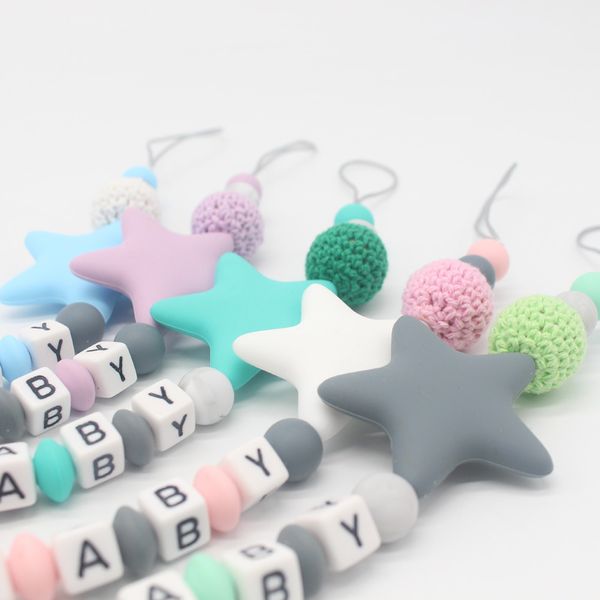 

baby pacifier clips cartoon diy pacifier chain with silicone beads plastic holder infant feeding teething chew toys dummy clips