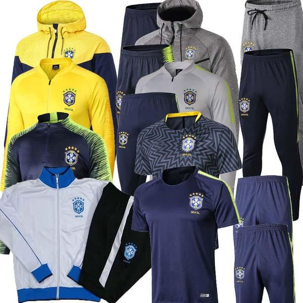 

2020 brazil soccer training suit tracksuit 19/20 chandal d.costa g.jesus p.coutinho marcelo brazil soccer jacket survetement, Black