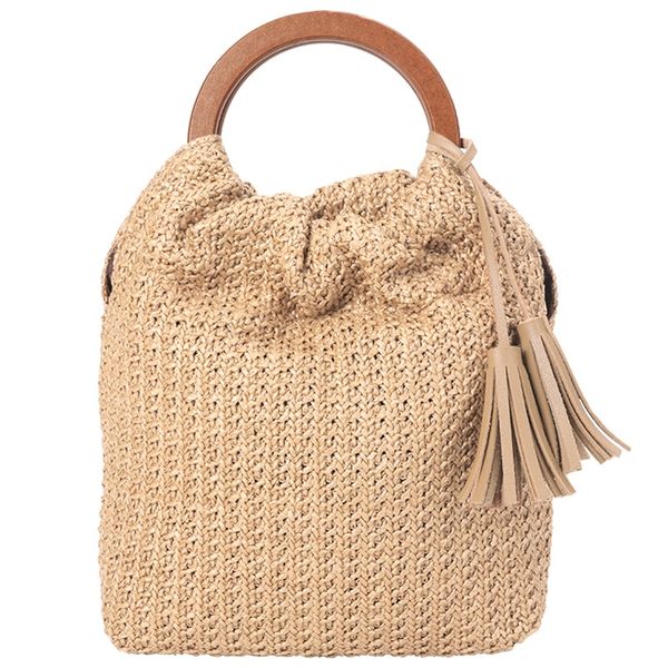 

ljl-straw bag handbag 2020 new summer tassel ladies bag bohemian handbag round handle rattan woven