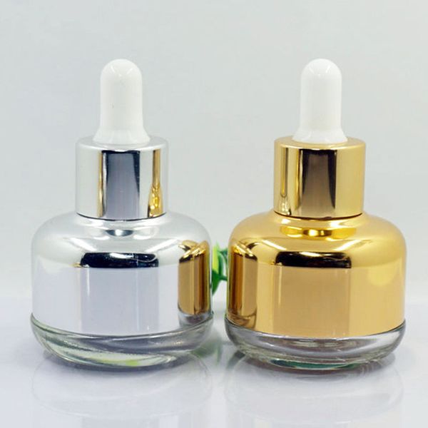 

30ml essential oil dropper perfume bottle gold silver color empty glass packaging bottle