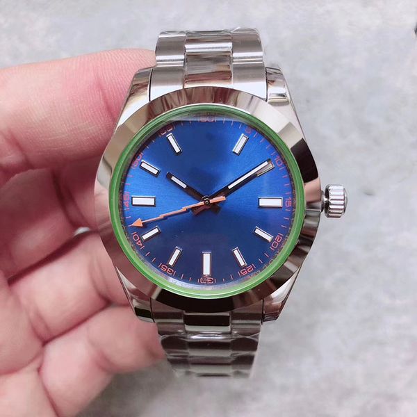 

classic style automatic movement 40mm u1 popular men blue face watch sapphire crystal 316 stainless band watch, Slivery;brown