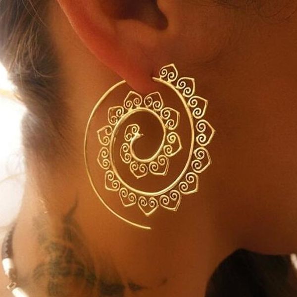 

new fashion round dangle drop statement earrings for women geometric round spiral water drop gold earring 2020 female jewelry, Silver