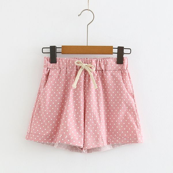 

summer new temperament was thin high waist wave point elastic waist rope wide leg pants female shorts woman, White;black