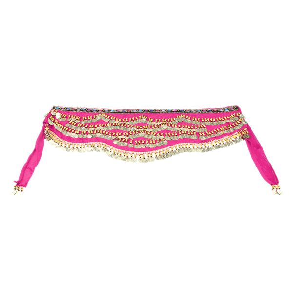 

triangular hip scarf with coin tassels waist scarf for belly dance, Blue