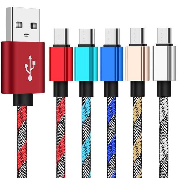 

Quick charging cable micro v8 5pin data charging wire 1m 2m braided nylon alloy line for am ung 7 8 10 htc android phone gp mp3 pc