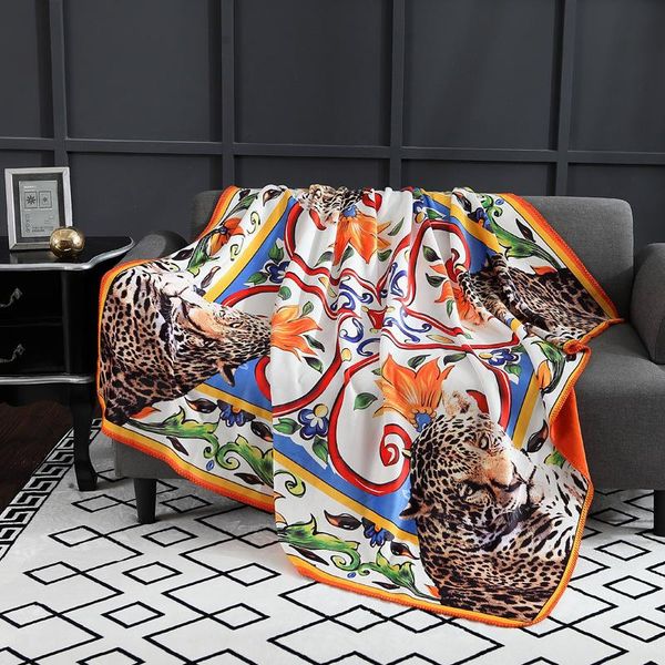 

5leopard printed throw blanket decorative fleece blanket elegant on the couch beds