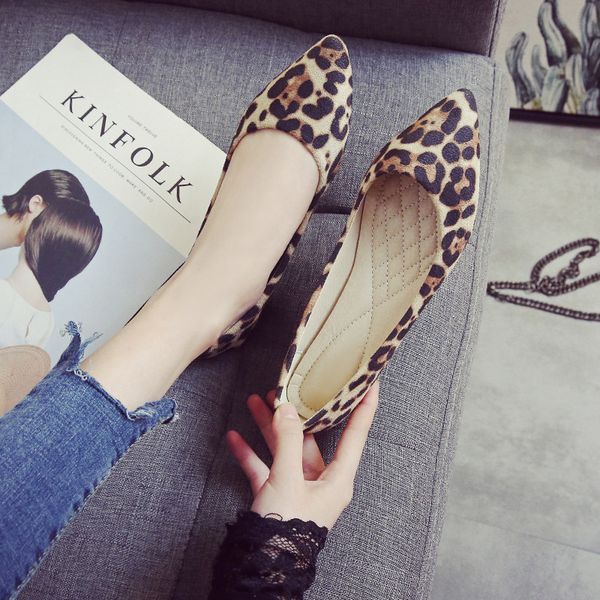 

leopard shoes women flats 2019 woman casual shoes pointe fashion ladies slip-on big size tb033, Black