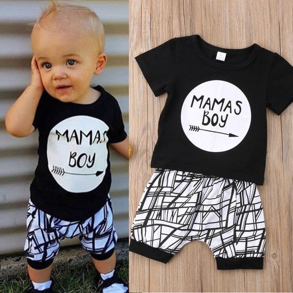 

baby clothes set 0-24m new born 2pcs set black letter print tshirt for boys white stripe pants legging baby boys clothes newborn set
