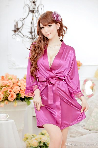 

твердые женщины шнурок piping пижама сексуальное женское белье с поясом одеяние моды тонких дамами искушать халат pijamas, Black;red