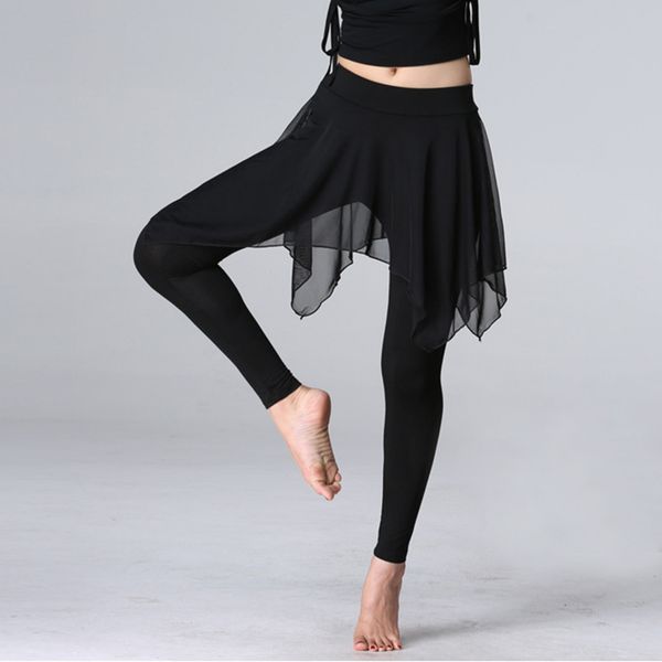 

belly dancing pant latin dance pant skirt modal training dress irregular latin dance trousers for women, Black;red