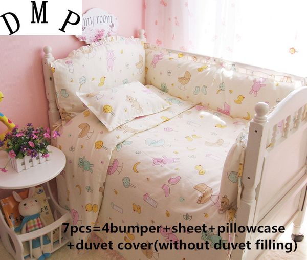 

discount 6/7pcs baby bedding set 100% cotton cot bedding children detachable duvet cover ,120*60/120*70cm