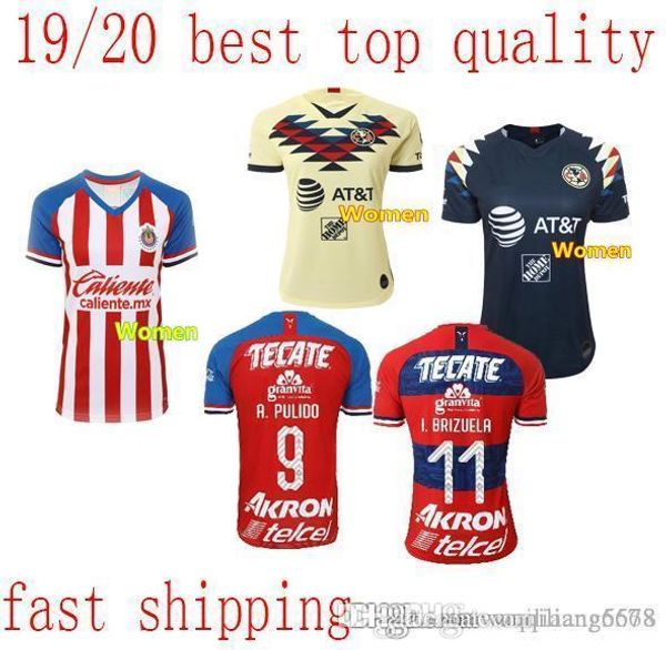

fast ship 2019 america chivas de guadalajara soccer jersey thai quality a.pulido home away o.pineda e.lopez i.brizuela girl football shirt, Black;yellow