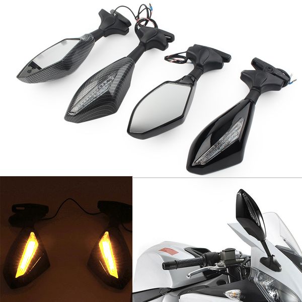 

2pcs motorcycle rearview mirrors assembly w/ led turn signal for suzuki yamaha yzf r6s etc