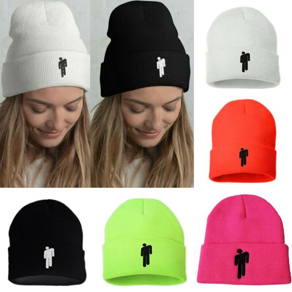 

5 color women men billie eilish beanie stickman knit hat bonnet, Blue;gray