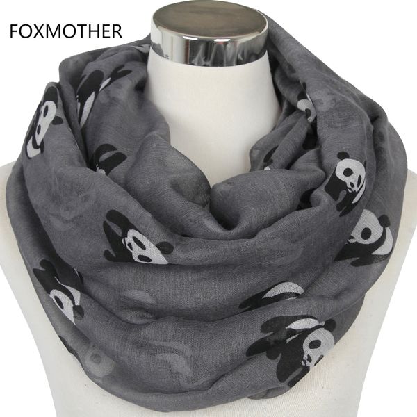 

foxmother 2018 new fashionable grey blue panda animal infinity scarf scarves for women/ladies gifts
