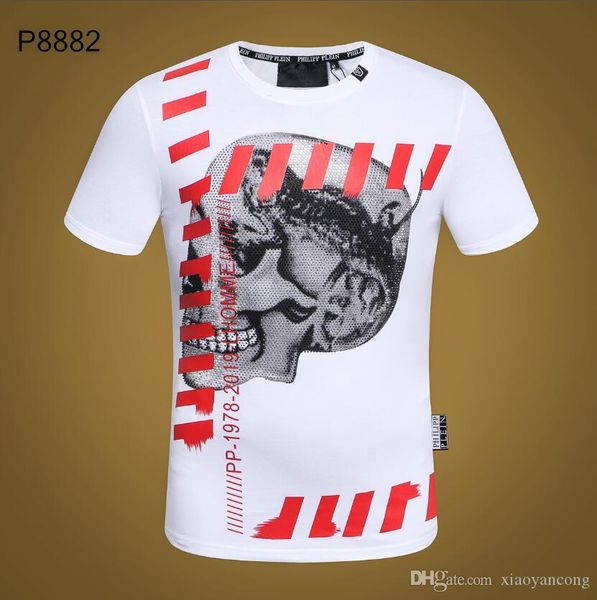 

2019 высокое качество стиль письмо мужские футболки лето высокое качество бренд футболки черный цвет тигр голова принты #6610, White;black