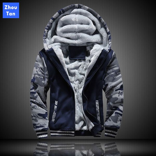 

zhou tannew winter tracksuits men set thick fleece hoodies zipper hooded sweatshirt sportswear set male hoodie sporting suits, Black;brown