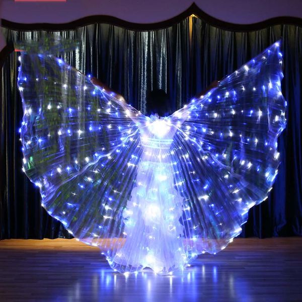 

led light wings bright blue white dancing costumes 360 degree sticks dancing supplies props alas mariposa belly, Black;red