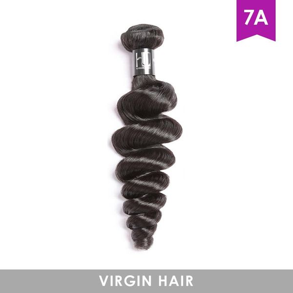 

7a virgin hair human 1pcs indian loose wave hair extension natural color ing, Black