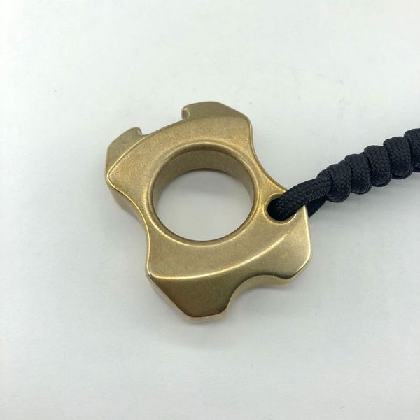 

solid brass edc outdoor portable self defense survival finger buckle bottle opener broken windows key chains tool