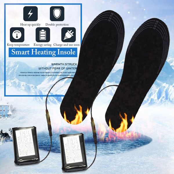 

electric heated insoles 2 styles keep feet warm cuttable chargable washable heated insoles thermal heating eur size, Black