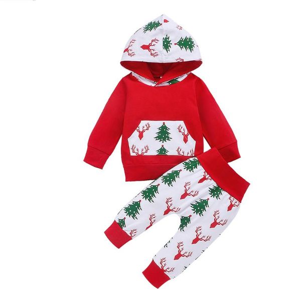 

telotuny christmas santa infant girls boys suits hooded sweatshirt snowman +pant pajamas sets outfits costume clothes zo24, White