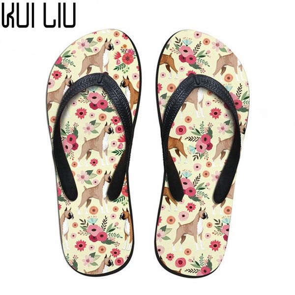 

customized fashion boxer floral women flip flops summer women's beach slip-on slippers for teenage girls flipflops casual woman, Black