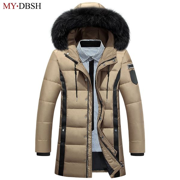 

autumn winter hoode parkas men warm white duck down long jackets keep warm coat casual men's thick down overcoat jacket parka, Black