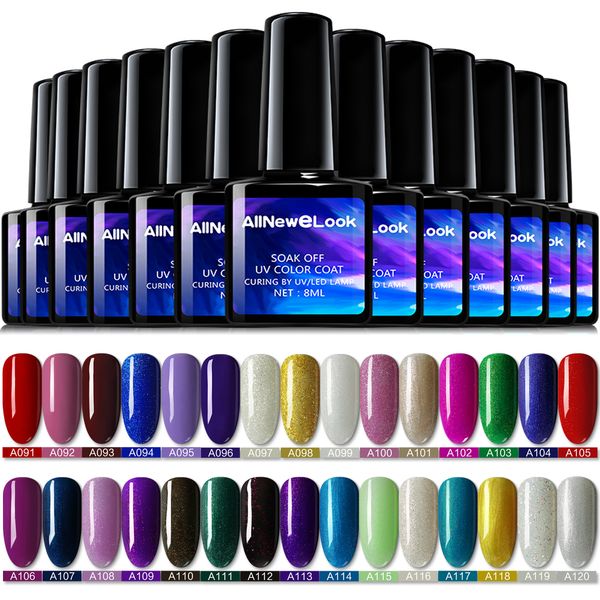 

allnewelook 8ml primer gel varnish soak off gelishpolish uv led gel nail polish base coat no wipe color polish, Red;pink