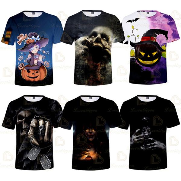 

halloween thrilling summer 3d print horrifying t shirts for men and children short sleeve summer tees t shirt clothing, White;black
